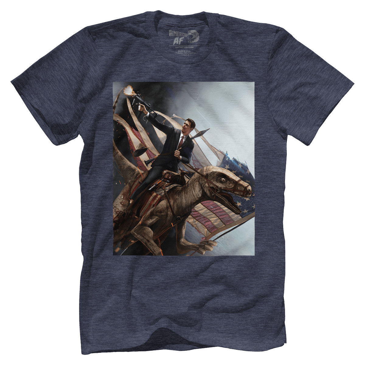 reagan riding velociraptor shirt